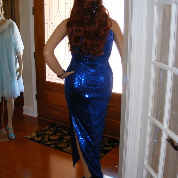 Vintage Blue Sequin Gown - Picture 5 of 8